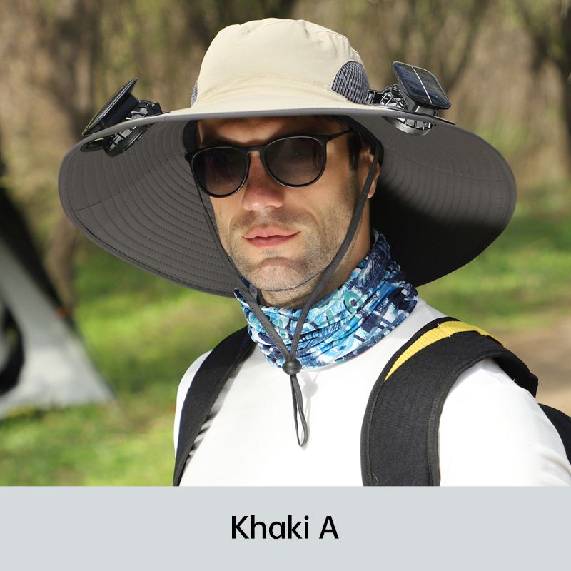 Férfi horgászkalap 2 levehető napelemes ventilátorral