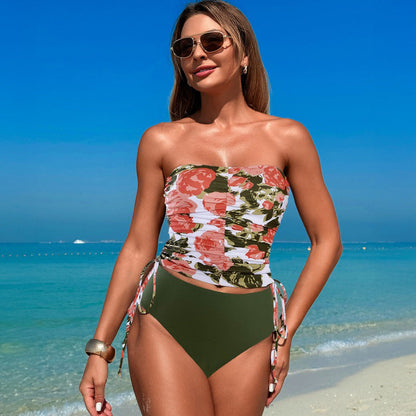 🩱Női kétrészes, pánt nélküli, magas derekú fürdőruha🏖️