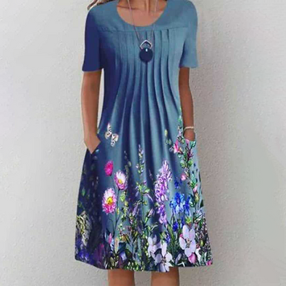 【S-3XL】👗Virágos ruha kerek nyakkivágással