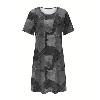 👗Női lezser ruha patchwork mintával