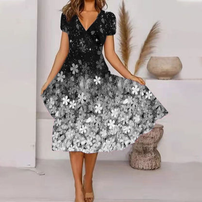 【S-4XL】🌺Női Flowy V-nyakú nyomtatott ruha