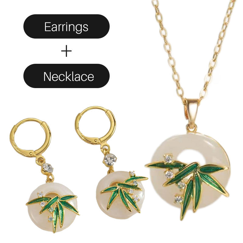 Modern, orientális stílusú bambusz fülbevalók és nyaklánc