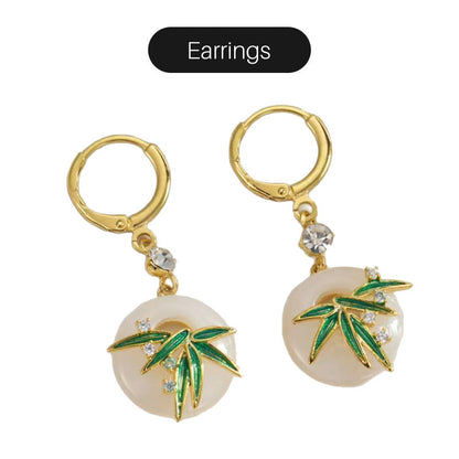 Modern, orientális stílusú bambusz fülbevalók és nyaklánc