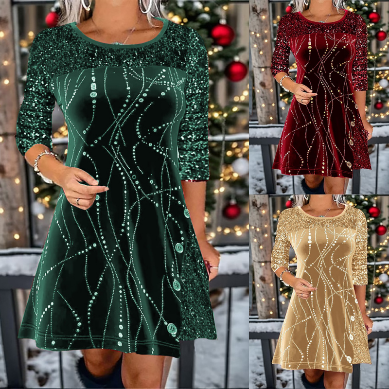 ✨Elegáns, flitteres A-vonalú ruha