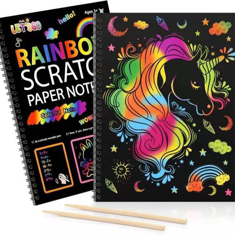 🌈Kreatív szivárványos karcolós művészeti jegyzetfüzet