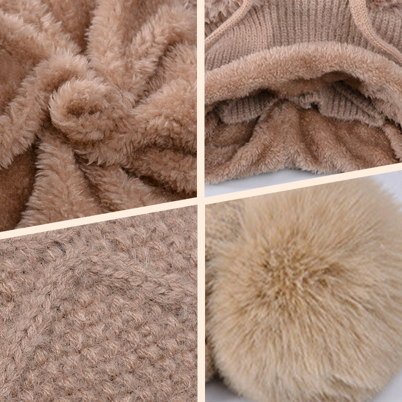 🔥Új ajánlat – stílusos, vastag kötött téli sapka – meleg arcvédővel és sállal