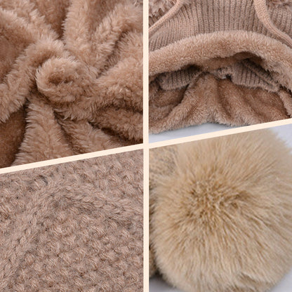 🔥Új ajánlat – stílusos, vastag kötött téli sapka – meleg arcvédővel és sállal