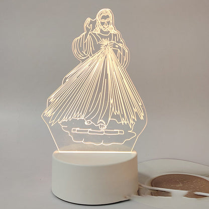 🌙 Béke és hit egyetlen fényben – 3D éjjeli lámpa Jézussal