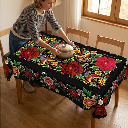 💖Luxus jacquard terítő színesben, hullámos szegéllyel