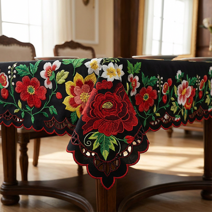 💖Luxus jacquard terítő színesben, hullámos szegéllyel