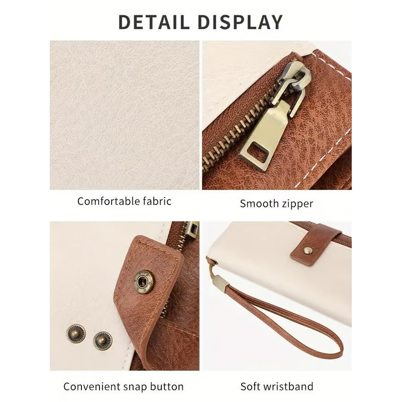 👛Retro stílusú, RFID-blokkolós, háromrészes női pénztárca