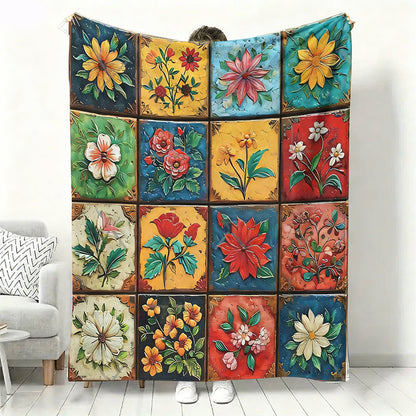 🌼 Kényelmes és puha flanel takaró virágmintával 🛋️💐