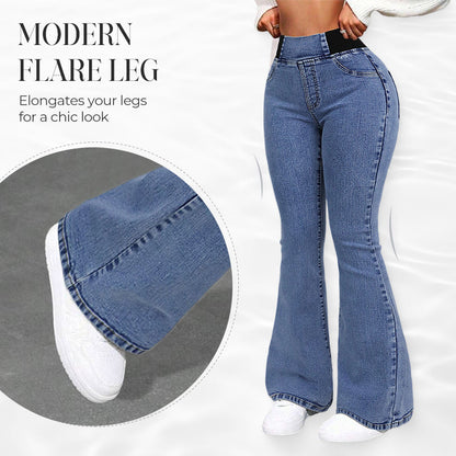 👖 Női magas derekú farmerszoknya bő alsó résszel