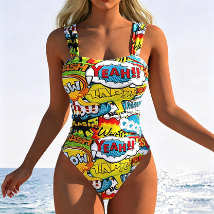 🌊👙 Modern Mintás Női Egyrészes Fürdőruha