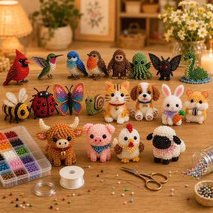 🧵🦉Bébi állatok kézműves készlet 3D gyöngyökkel