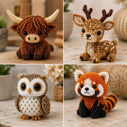 🧵🦉Bébi állatok kézműves készlet 3D gyöngyökkel