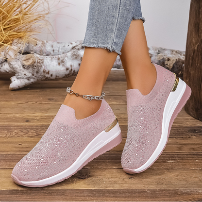🌬️🏃‍♀️ Női strasszos pillangós slip-on sportcipő – Csillámló kényelem és könnyed viselet ✨🦋