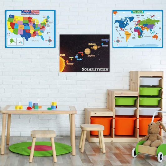 🗺️🧩Földrajzi tanulási poszterek és falitáblák gyerekeknek🪐