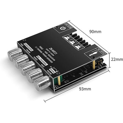 🎵🔊 2.1-csatornás Bluetooth-hangerősítő modul –📶 100 W RMS, mélynyomó-kimenet, Aux/USB ✨