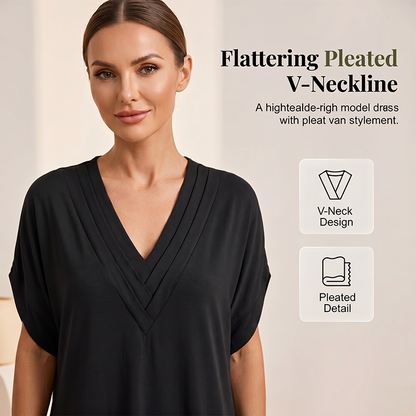 👗 Női nyári ruha V-nyakkal és lila ujjakkal