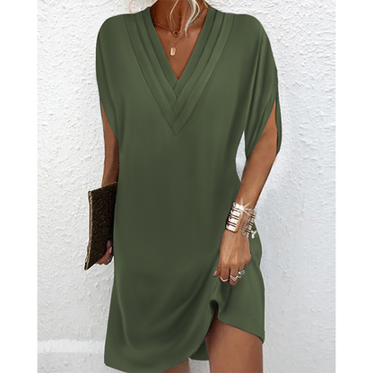 👗 Női nyári ruha V-nyakkal és lila ujjakkal