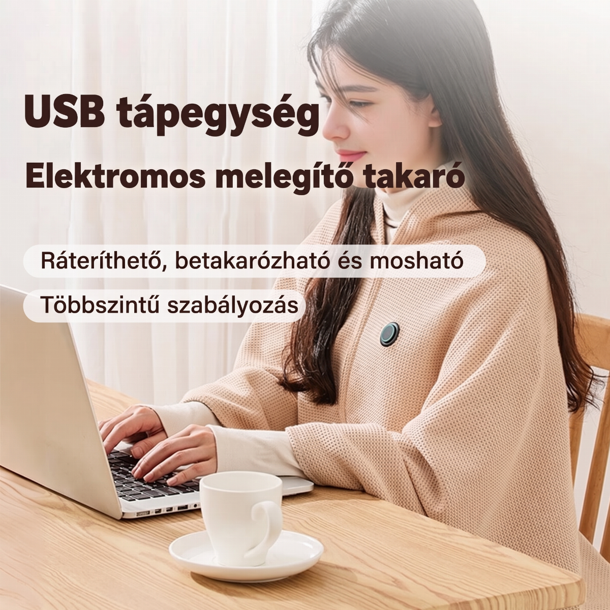 🔥Időkorlátozott akció — 50% KEDVEZMÉNY! ❄️ Maradj Meleg Egész Télen — Hordozható Elektromos Fűthető Takaró Kendő